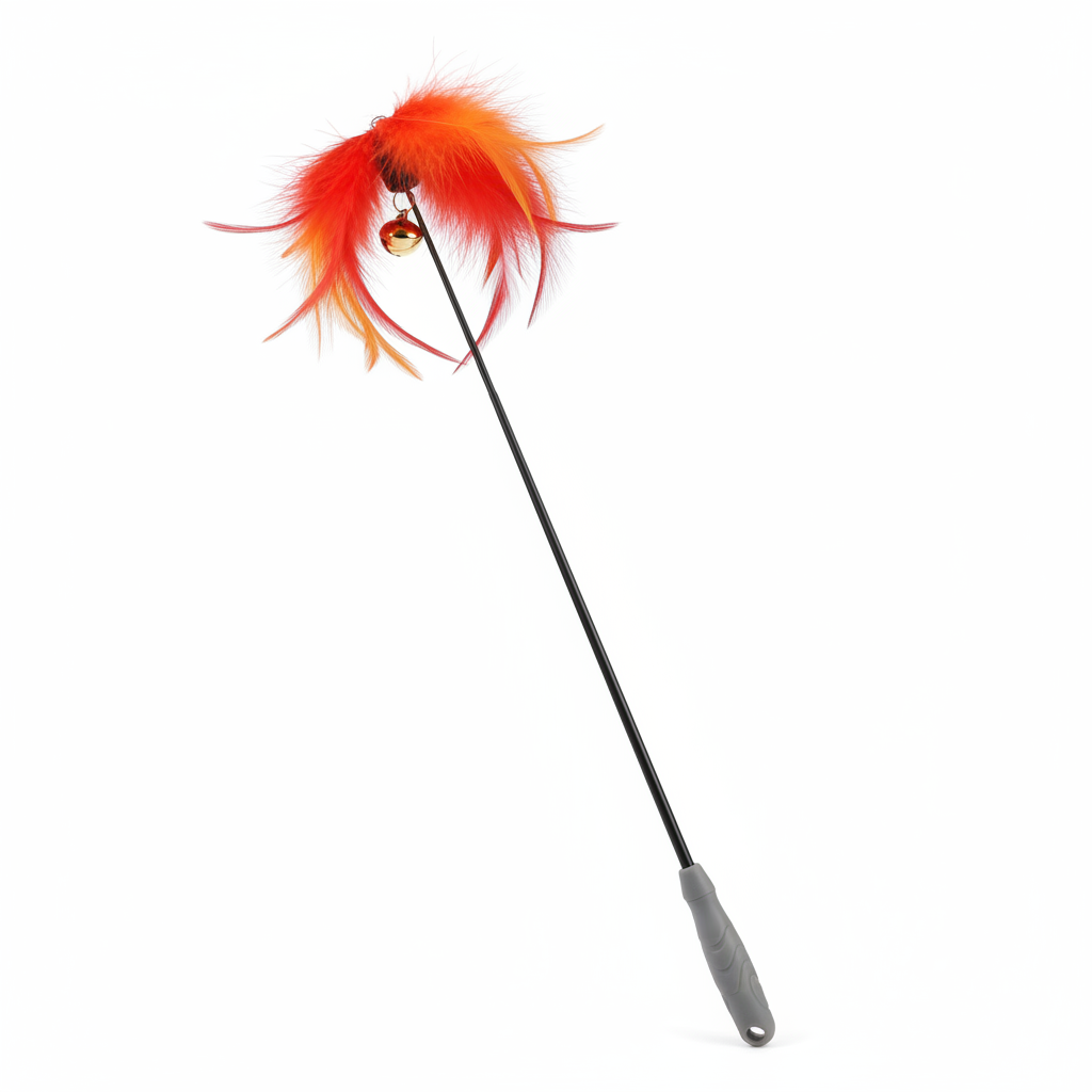 Cat Feather Wand - Red & Orange