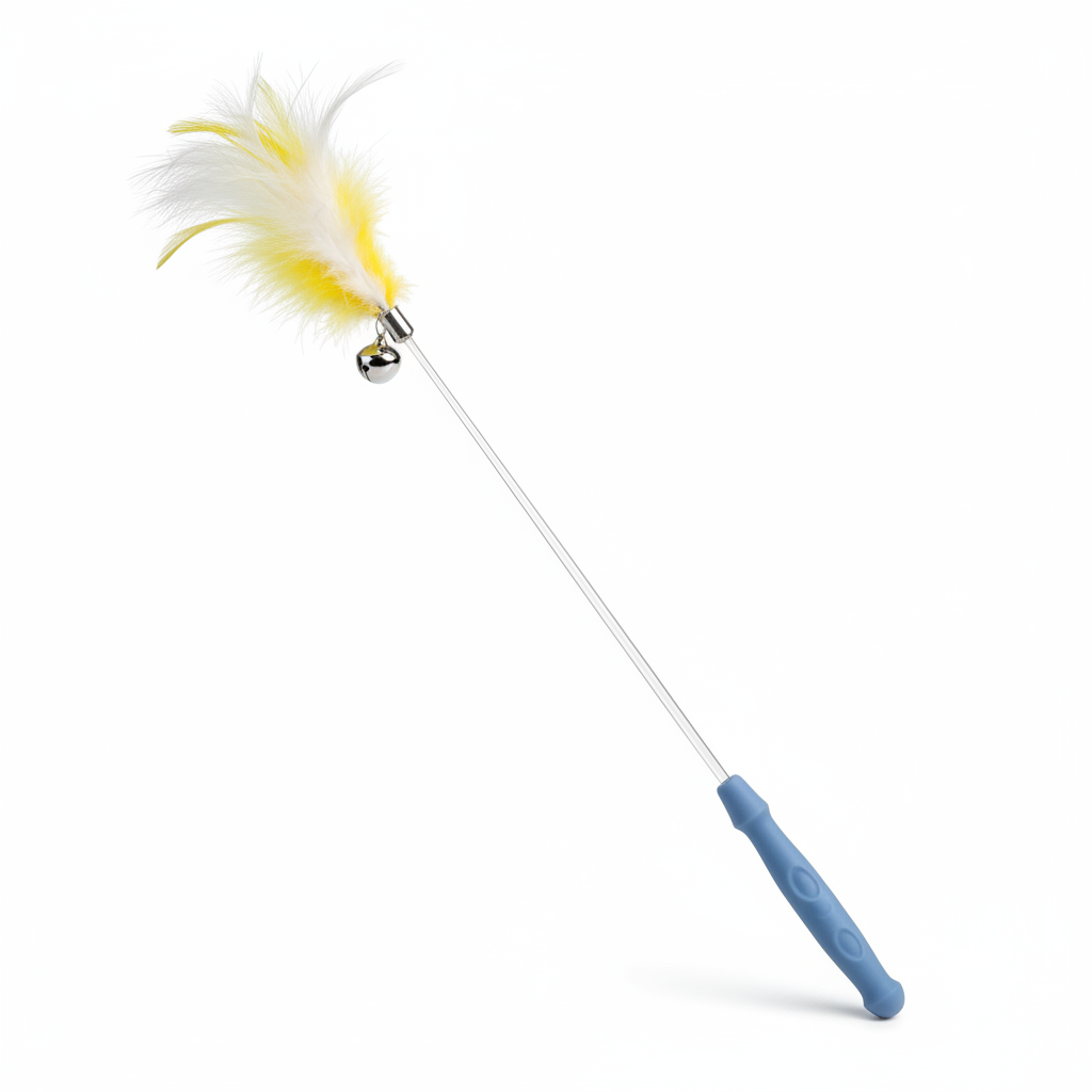 Cat Feather Wand - Yellow & White