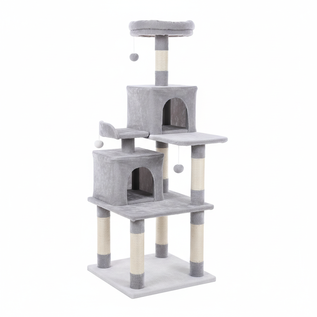 Cat Tree Tower - Grey & White