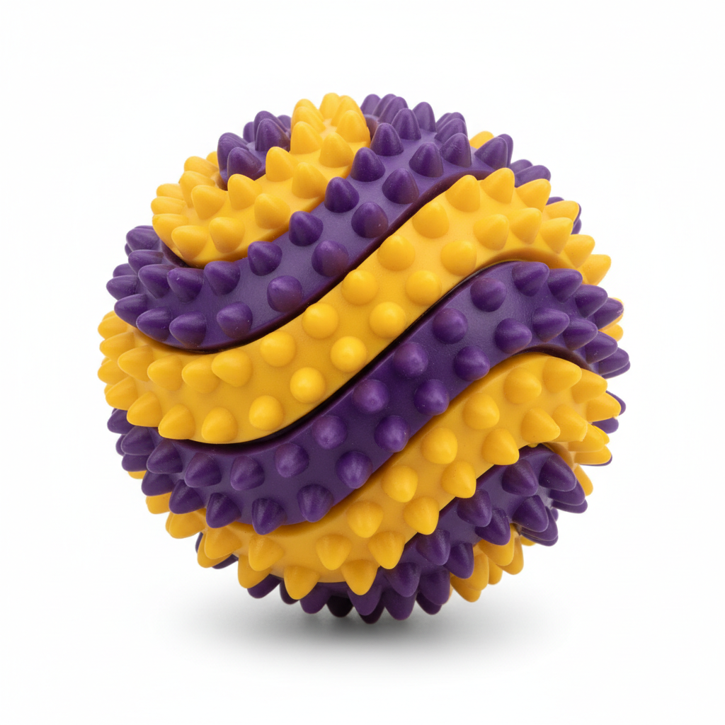 Dog Spiky Ball - Purple & Yellow