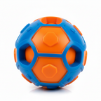 Blue and orange hexagonal dog rubber ball toy
