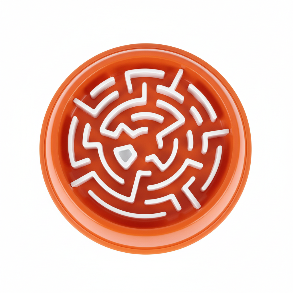 Slow Feeder Bowl Orange - Top View